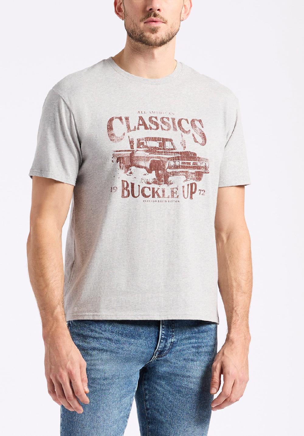 buffalo david bitton T-shirt graphique avec imprimé camionnette pour homme Trige Gris chiné