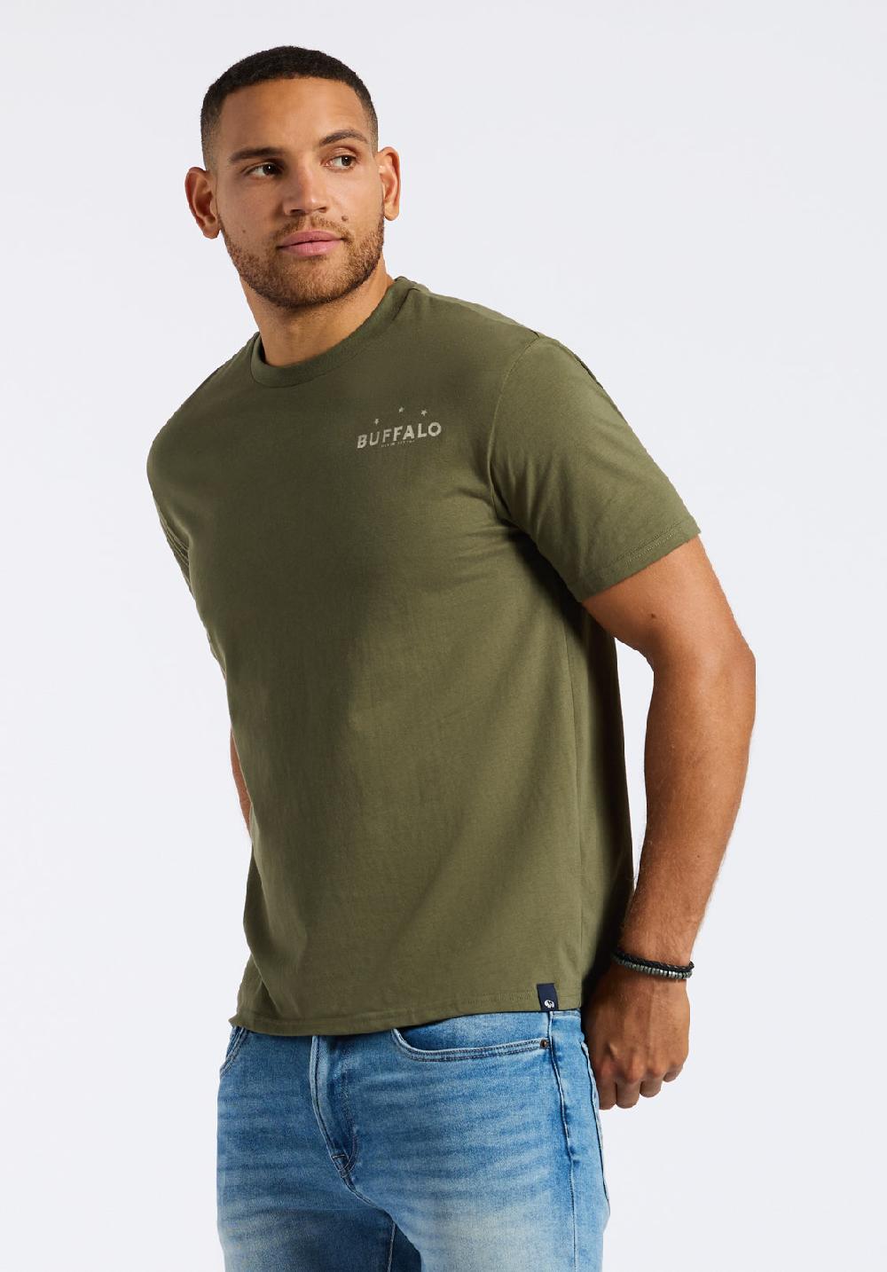 Buffalo David Bitton T-shirt Graphique Avec Imprimé Crâne De Taureau Pour Homme Toftlund Vert Fougère