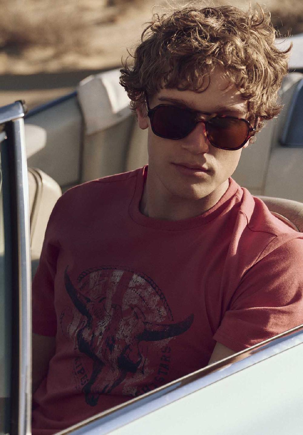 Buffalo David Bitton T-shirt Graphique Avec Imprimé Crâne De Taureau Pour Homme Tarz Rouge Minéral