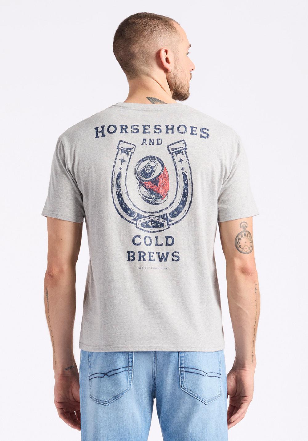Buffalo David Bitton T-shirt Graphique Avec Imprimé Fers à Cheval Pour Homme Tastrup Gris Chiné