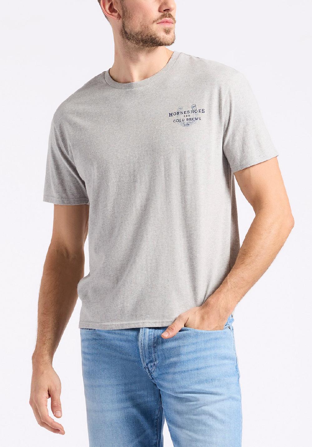 buffalo david bitton T-shirt graphique avec imprimé fers à cheval pour homme Tastrup Gris chiné