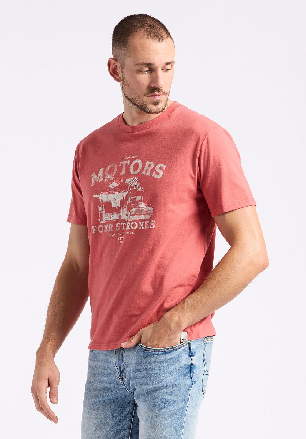 Buffalo David Bitton T-shirt Graphique Avec Imprimé Moteurs Pour Homme Trokes Rouge Minéral