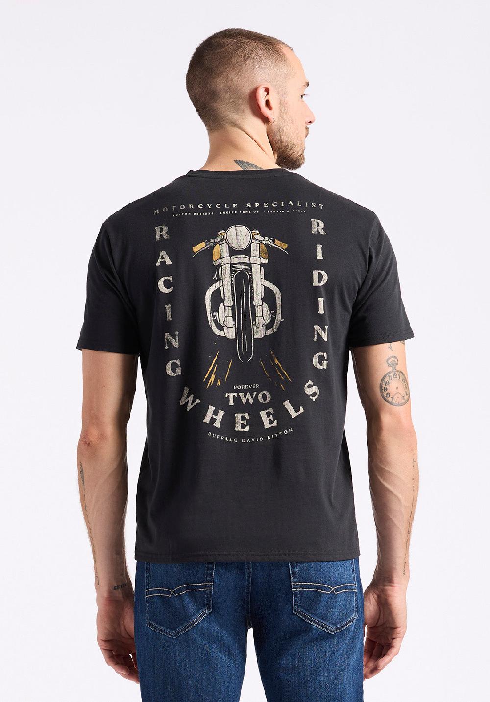 Buffalo David Bitton T-shirt Graphique Avec Imprimé Moto Pour Homme Theels Noir