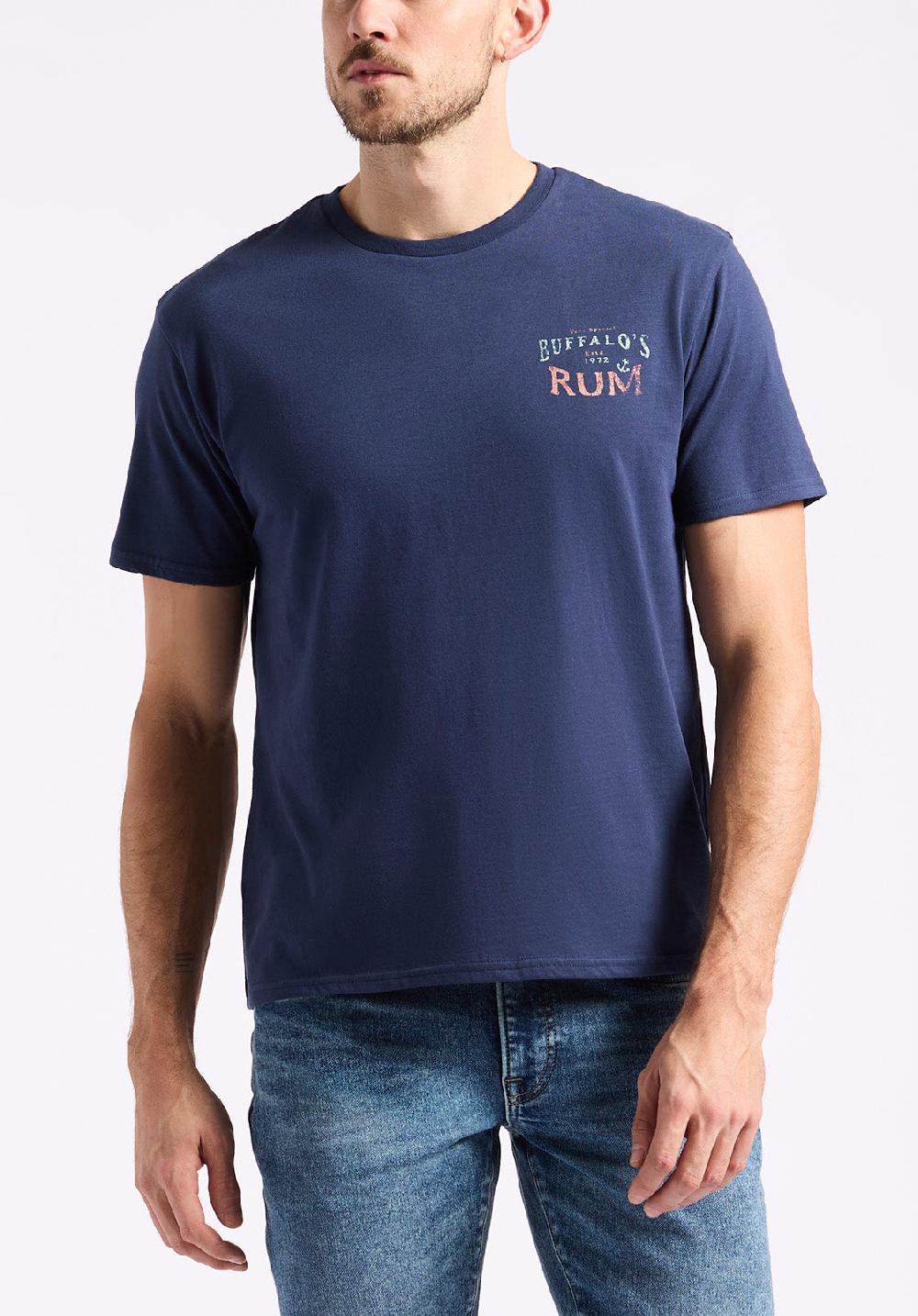 buffalo david bitton T-shirt graphique avec imprimé rhum pour homme Taneer marine
