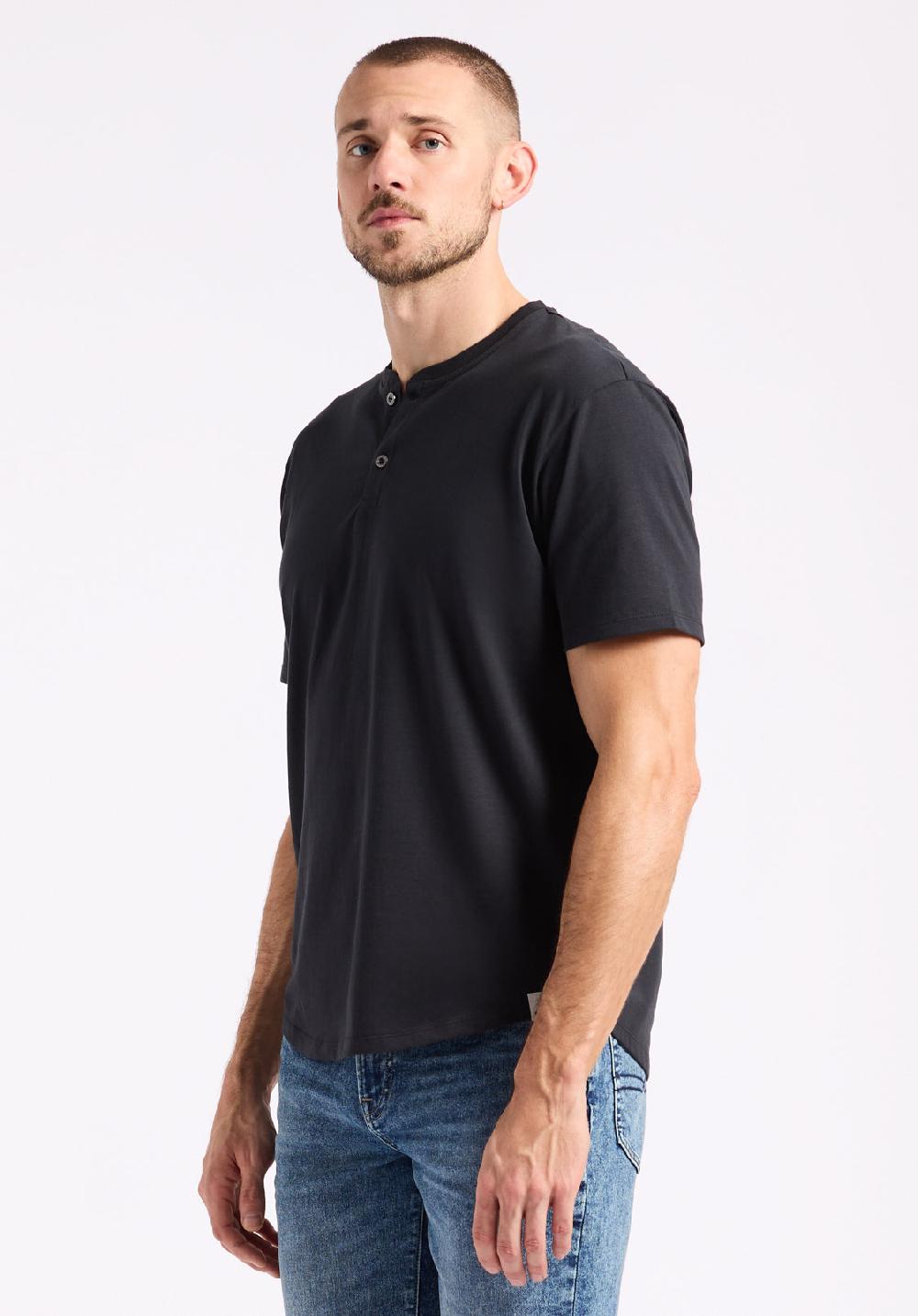 Buffalo David Bitton T-shirt Henley En Jersey à Manches Courtes Pour Homme Kamel Noir