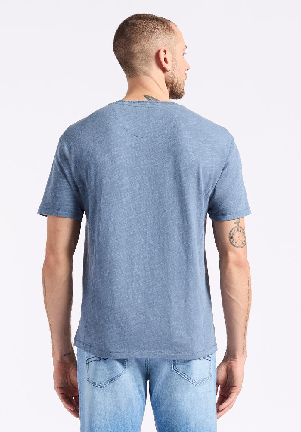 Buffalo David Bitton T-shirt Henley En Jersey Flammé Coupe Décontractée à Manches Courtes Pour Homme Kandido Bleu Mirage