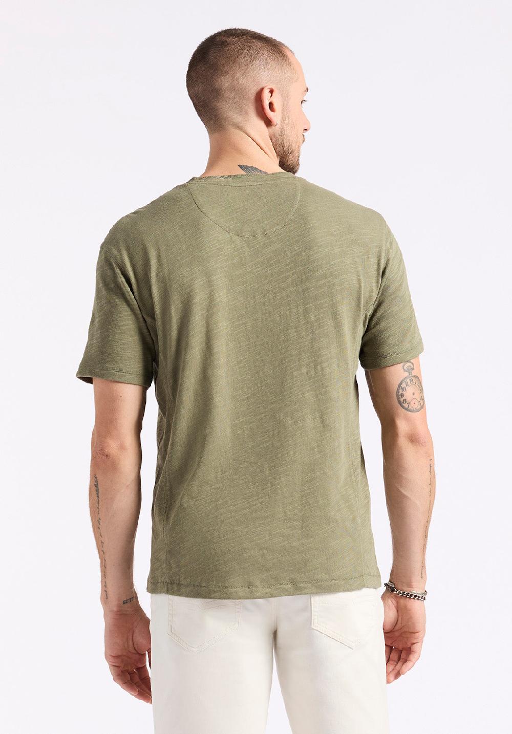 Buffalo David Bitton T-shirt Henley En Jersey Flammé Coupe Décontractée à Manches Courtes Pour Homme Kandido Vert Armée