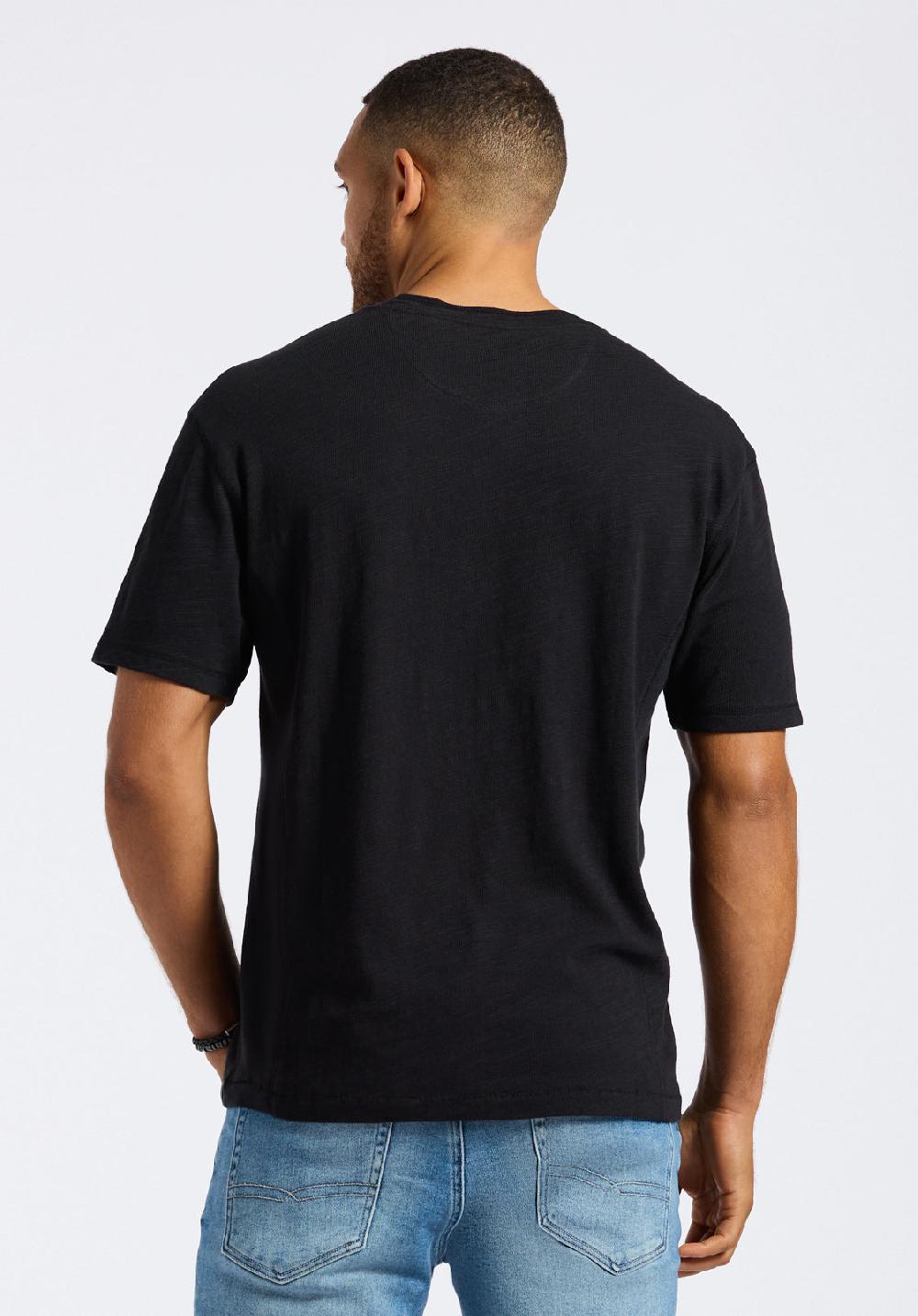 Buffalo David Bitton T-shirt Henley En Jersey Flammé Coupe Décontractée à Manches Courtes Pour Homme Kandido Noir
