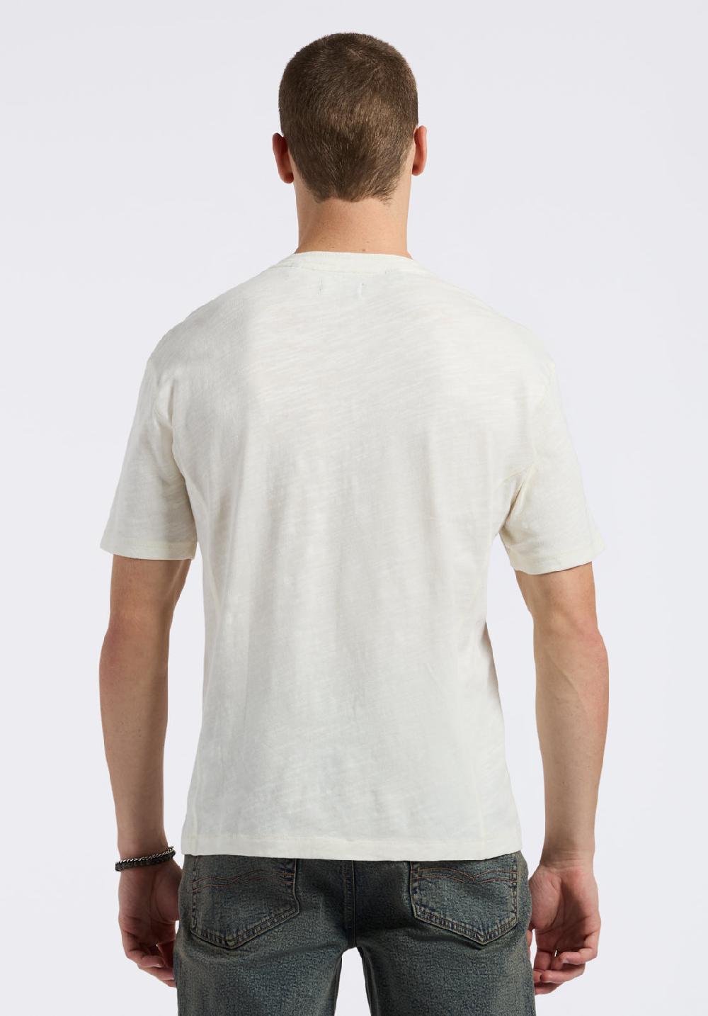 Buffalo David Bitton T-shirt Henley En Jersey Flammé Coupe Décontractée à Manches Courtes Pour Homme Kandido Blanc