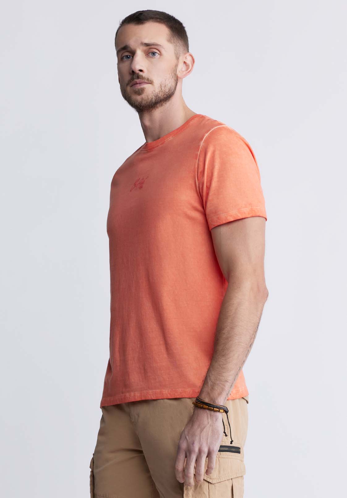 Buffalo David Bitton T-shirt Imprimé Tundra Pour Hommes Rose Coquillage - BM24347