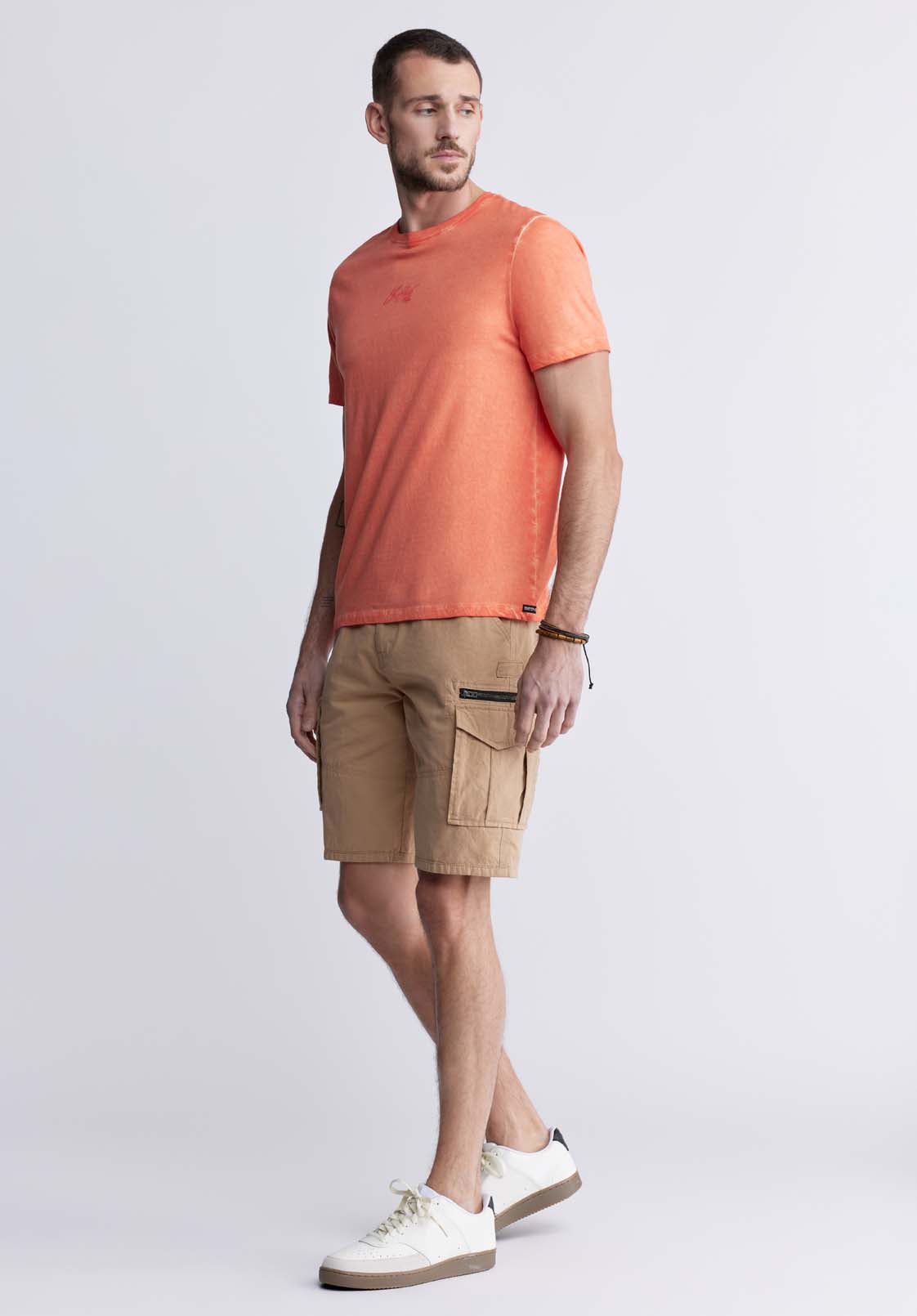 Buffalo David Bitton T-shirt Imprimé Tundra Pour Hommes Rose Coquillage - BM24347
