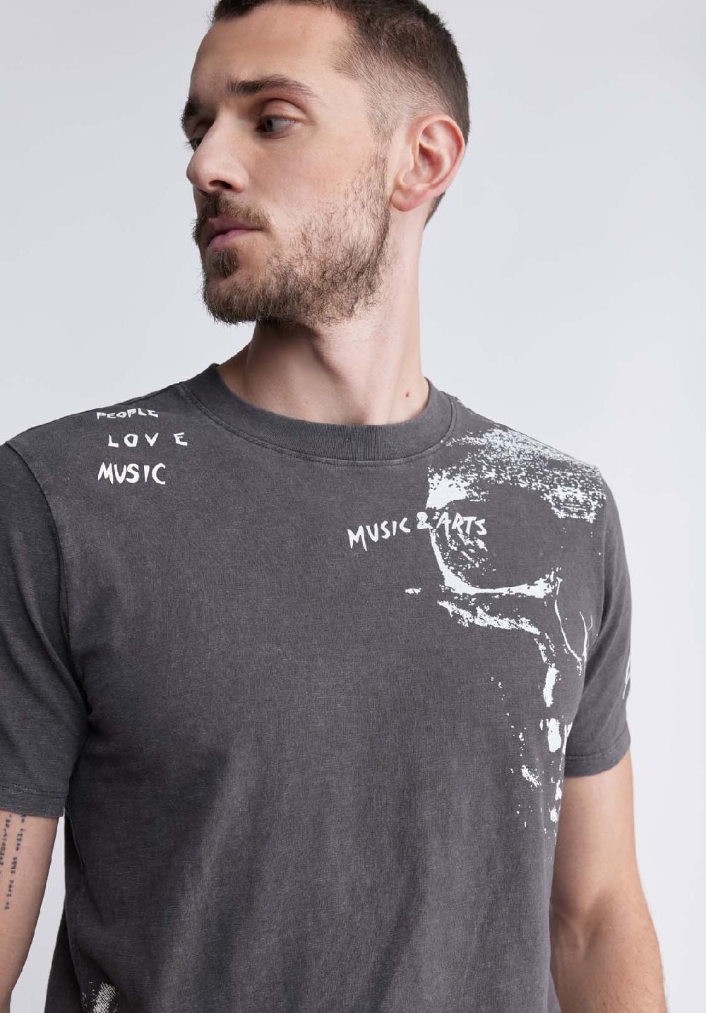 Buffalo David Bitton T-shirt Imprimé Tupeck Pour Hommes Gris Anthracite - BM24330