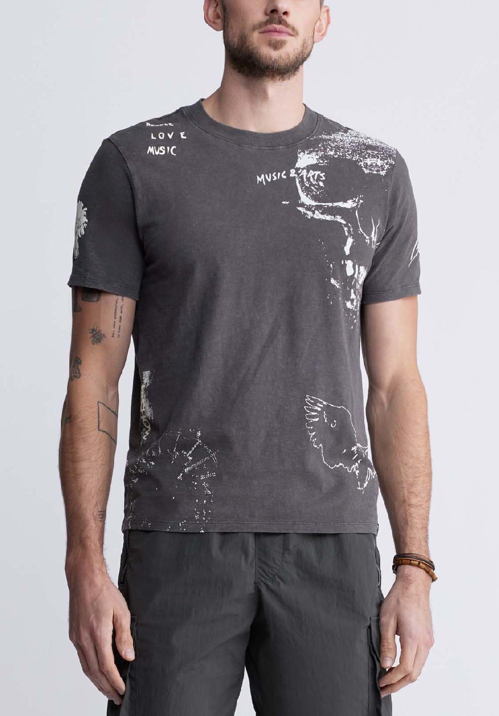 buffalo david bitton T-shirt Imprimé Tupeck pour Hommes Gris Anthracite - BM24330