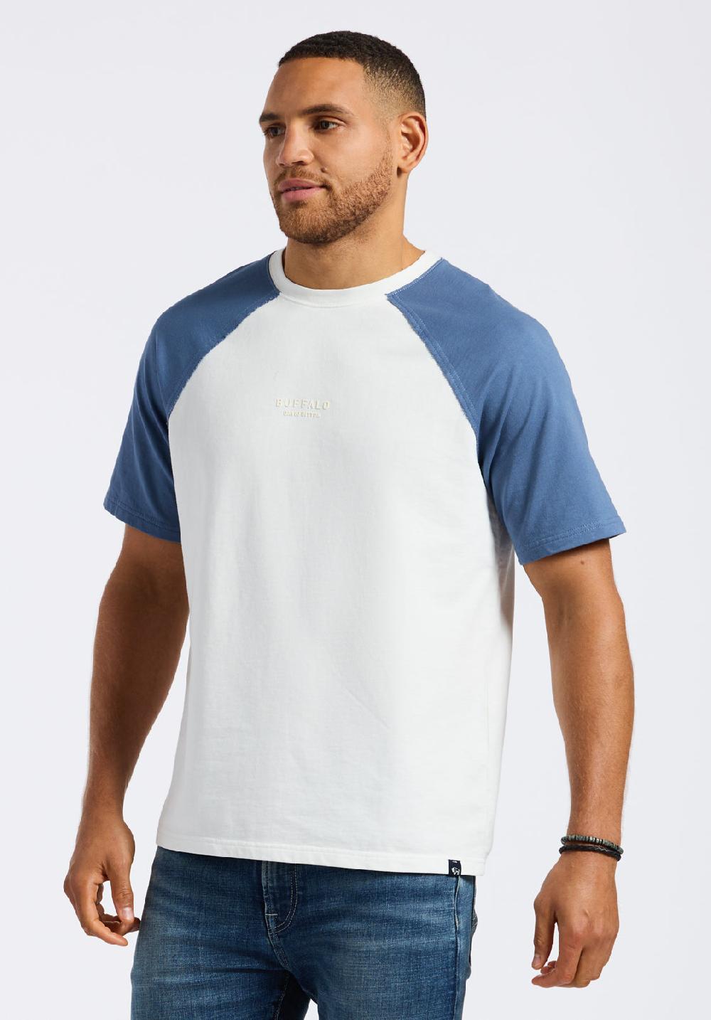 Buffalo David Bitton T-shirt Raglan En Molleton Français Pour Homme Killabee à Manches Contrastées Blanc