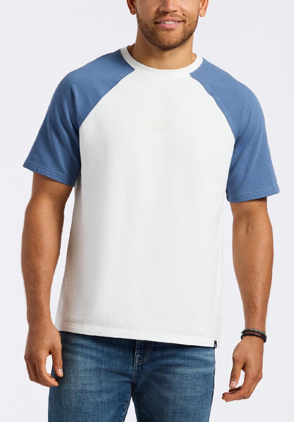 buffalo david bitton T-shirt raglan en molleton français pour homme Killabee à manches contrastées Blanc