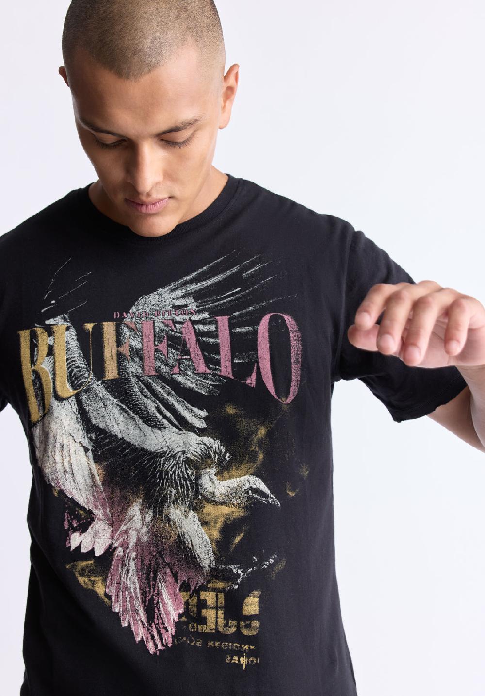 Buffalo David Bitton Takuma Men's Graphic Eagle Print T-Shirt Black