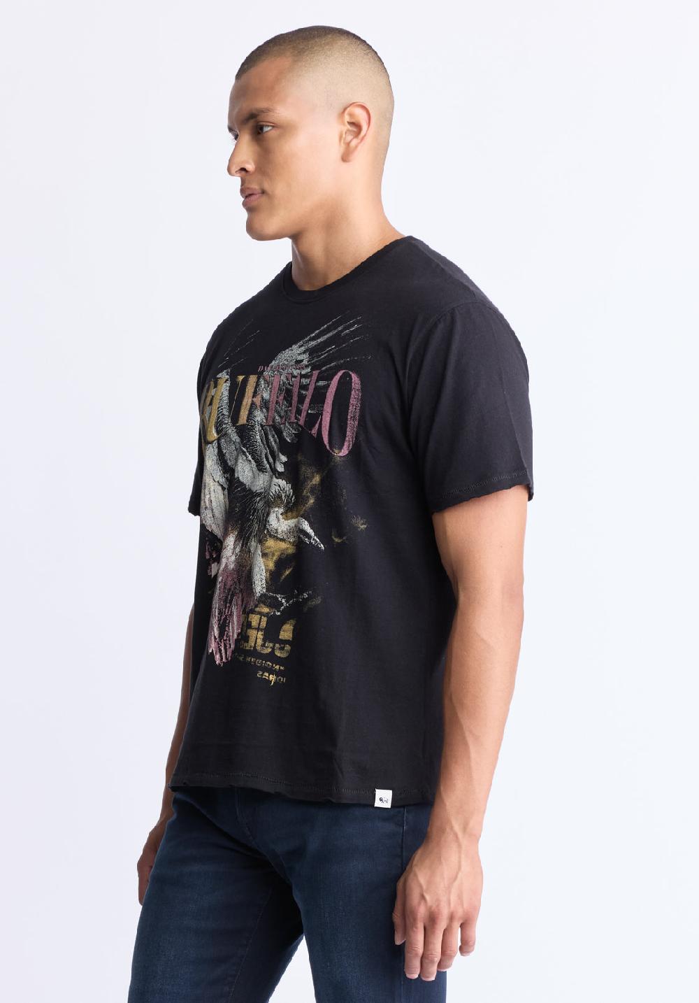 Buffalo David Bitton Takuma Men's Graphic Eagle Print T-Shirt Black