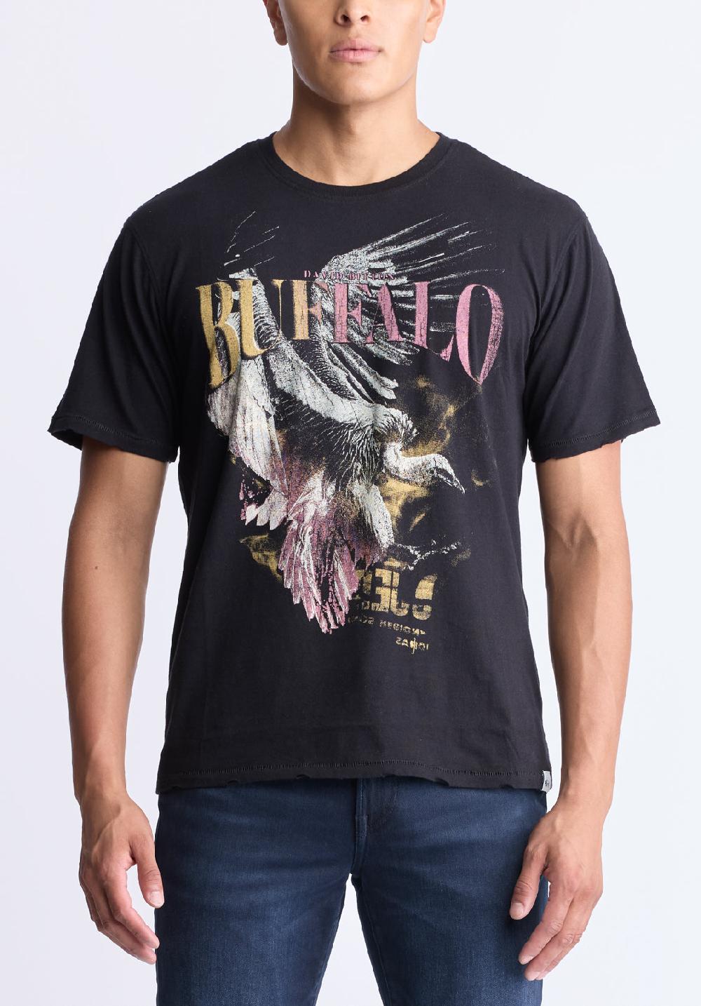 Buffalo David Bitton Takuma Men's Graphic Eagle Print T-Shirt Black