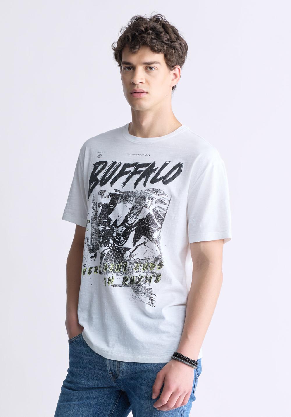 Buffalo David Bitton Tang Men's Short-Sleeve Graphic T-Shirt White