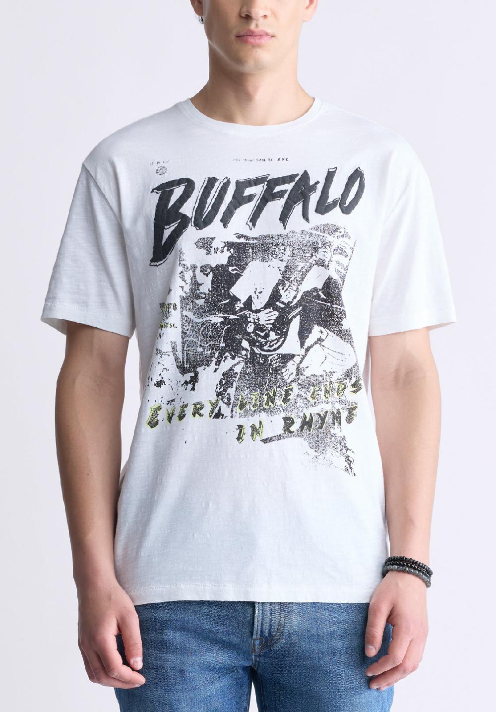 buffalo david bitton Tang Men's Short-Sleeve Graphic T-Shirt White