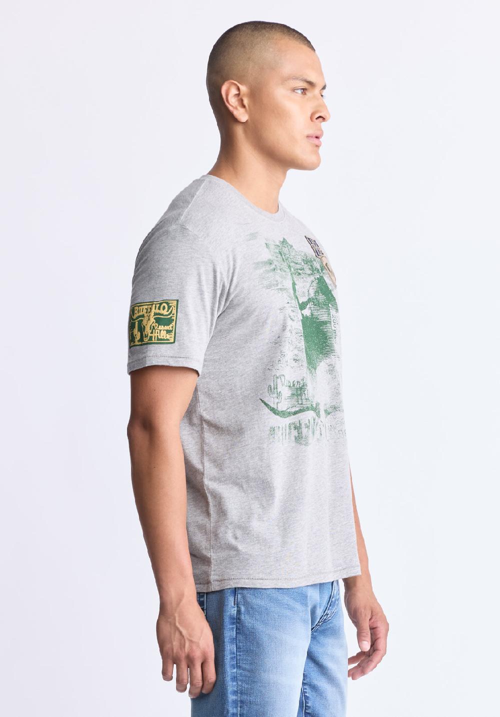 Buffalo David Bitton Tasher Men's Graphic Patch T-Shirt Heather Grey