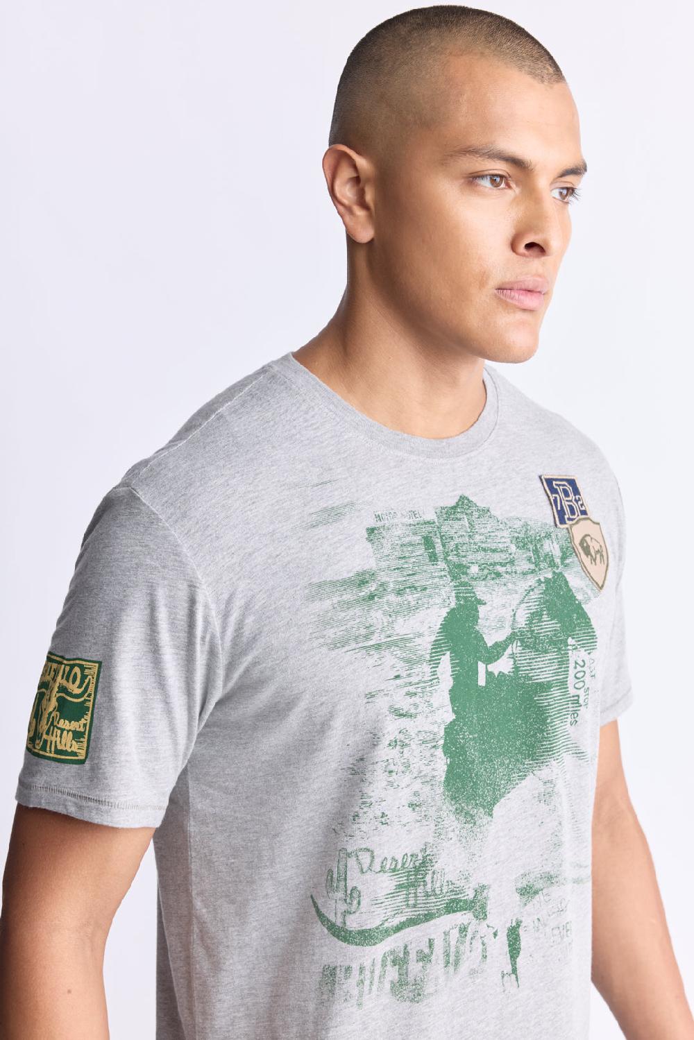 Buffalo David Bitton Tasher Men's Graphic Patch T-Shirt Heather Grey