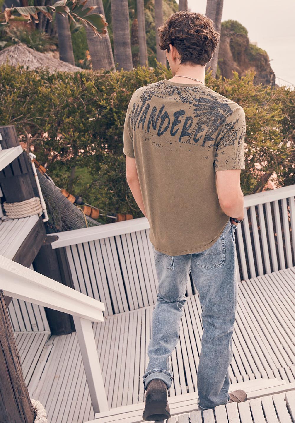 Buffalo David Bitton Taylor Men's Printed T-shirt In Sphagnum Green