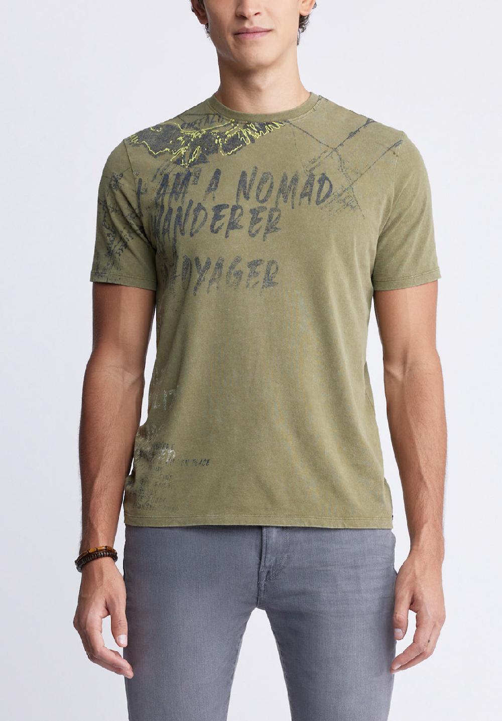buffalo david bitton Taylor Men's Printed T-shirt in Sphagnum Green