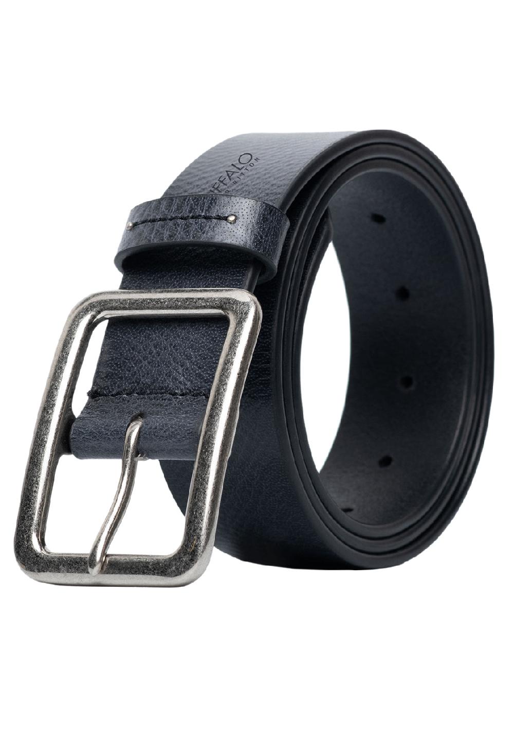 Buffalo David Bitton Textured Full Grain Black Buffalo Leather Belt