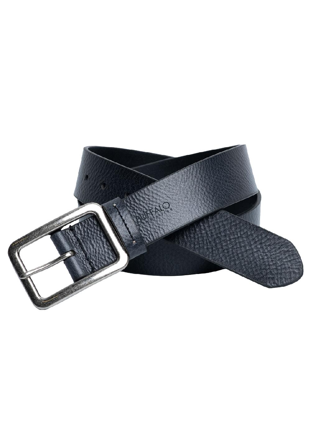 Buffalo David Bitton Textured Full Grain Black Buffalo Leather Belt