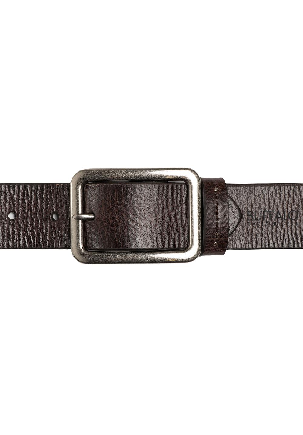 Buffalo David Bitton Textured Full Grain Brown Buffalo Leather Belt