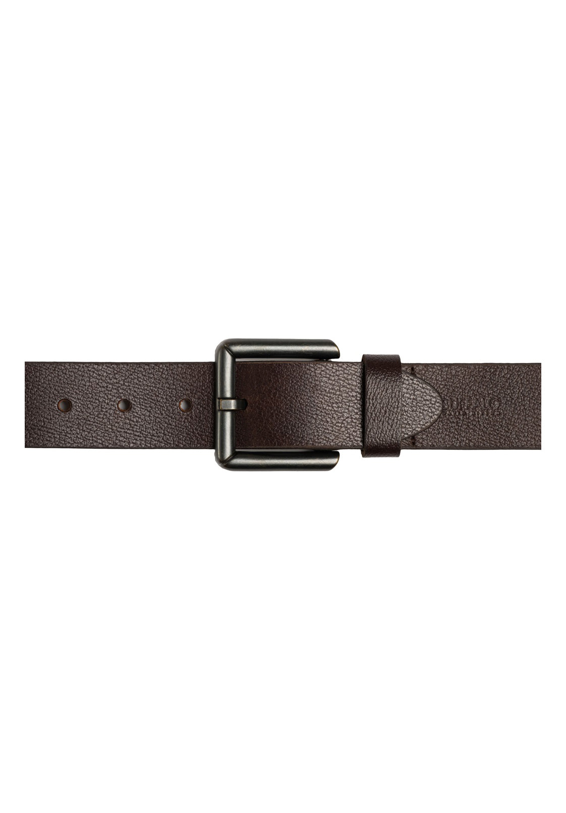 Buffalo David Bitton Textured Full Grain Brown Buffalo Leather Belt