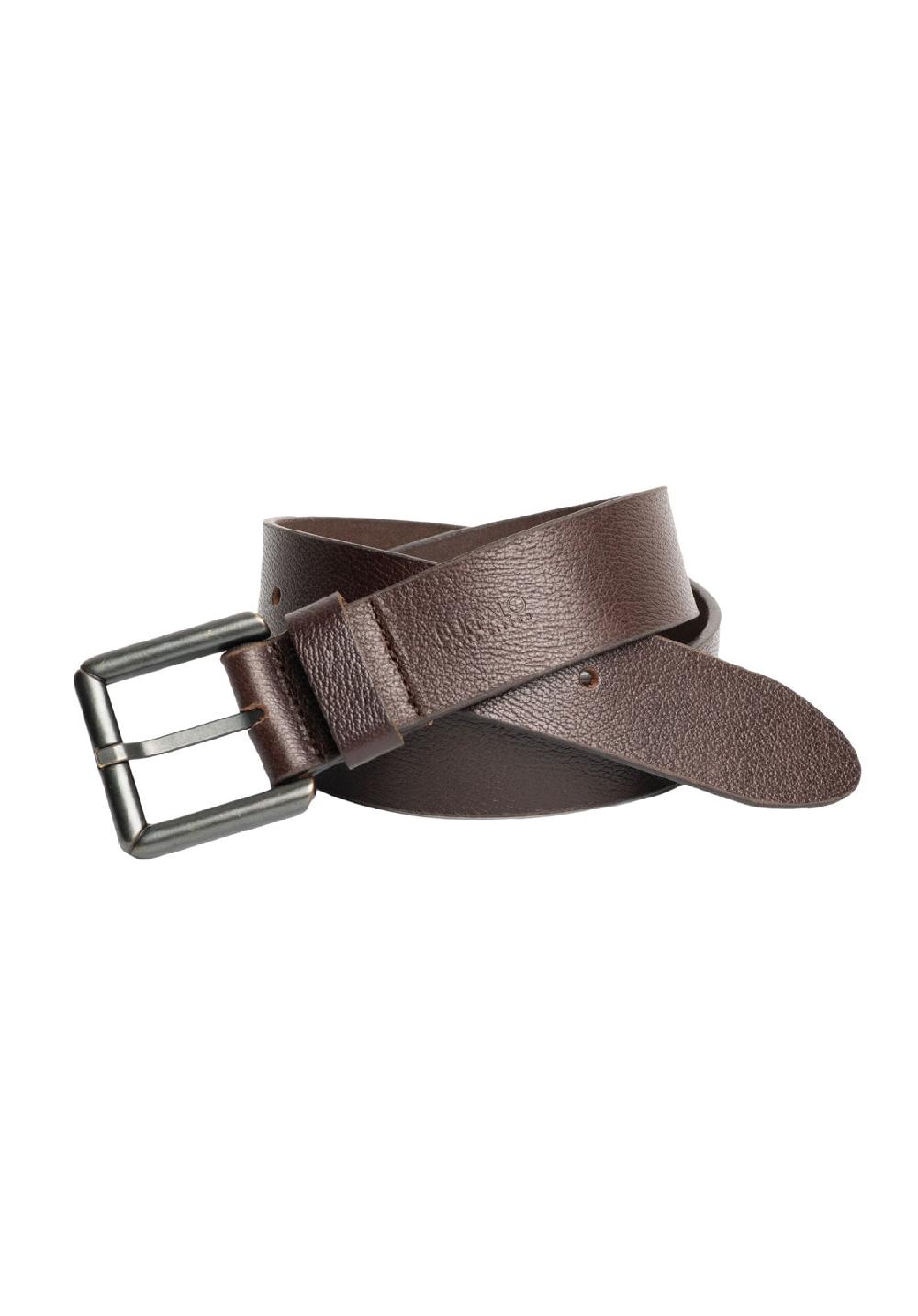 Buffalo David Bitton Textured Full Grain Brown Buffalo Leather Belt