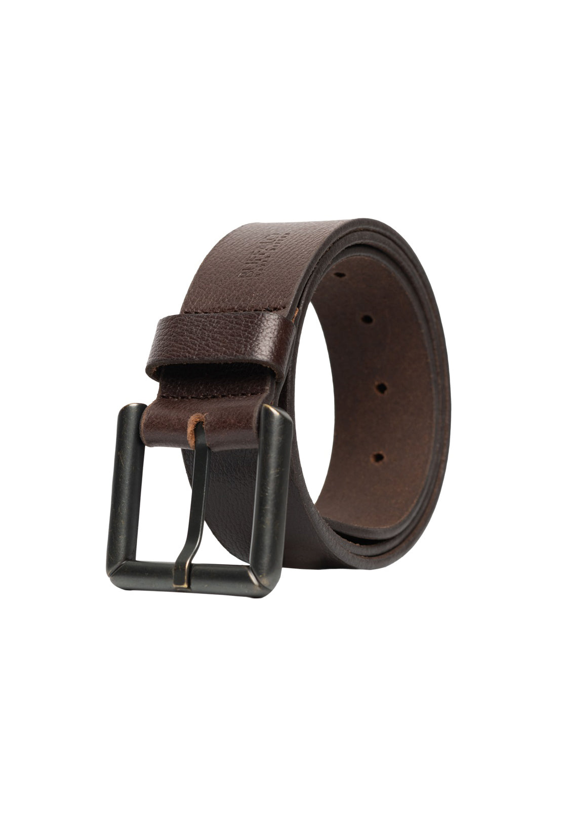 Buffalo David Bitton Textured Full Grain Brown Buffalo Leather Belt