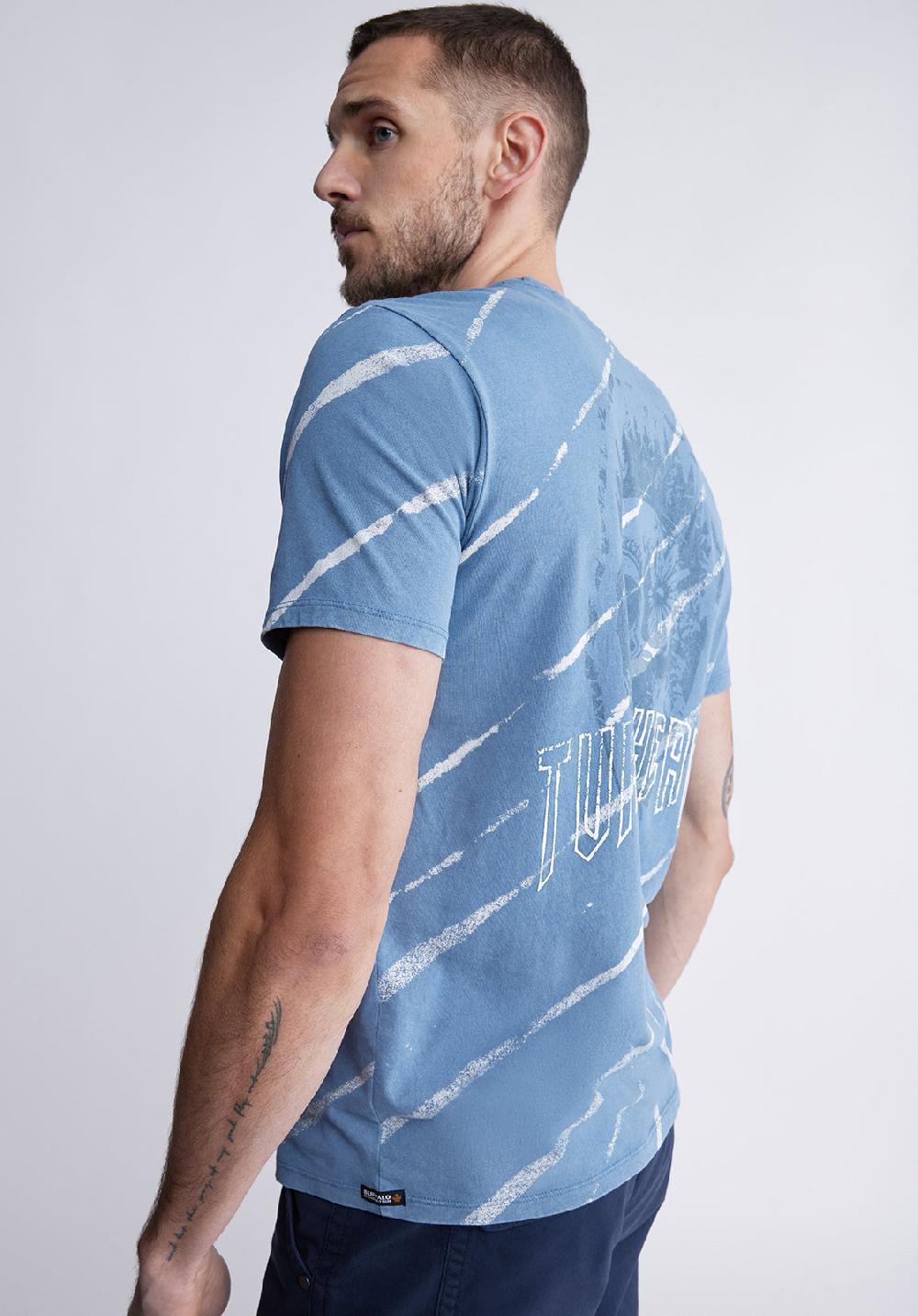 Buffalo David Bitton Tibug Men's Printed T-shirt In Mirage Blue