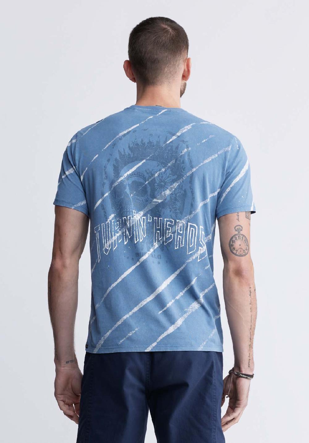 Buffalo David Bitton Tibug Men's Printed T-shirt In Mirage Blue