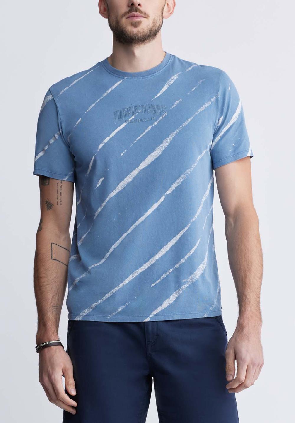 buffalo david bitton Tibug Men's Printed T-shirt in Mirage Blue