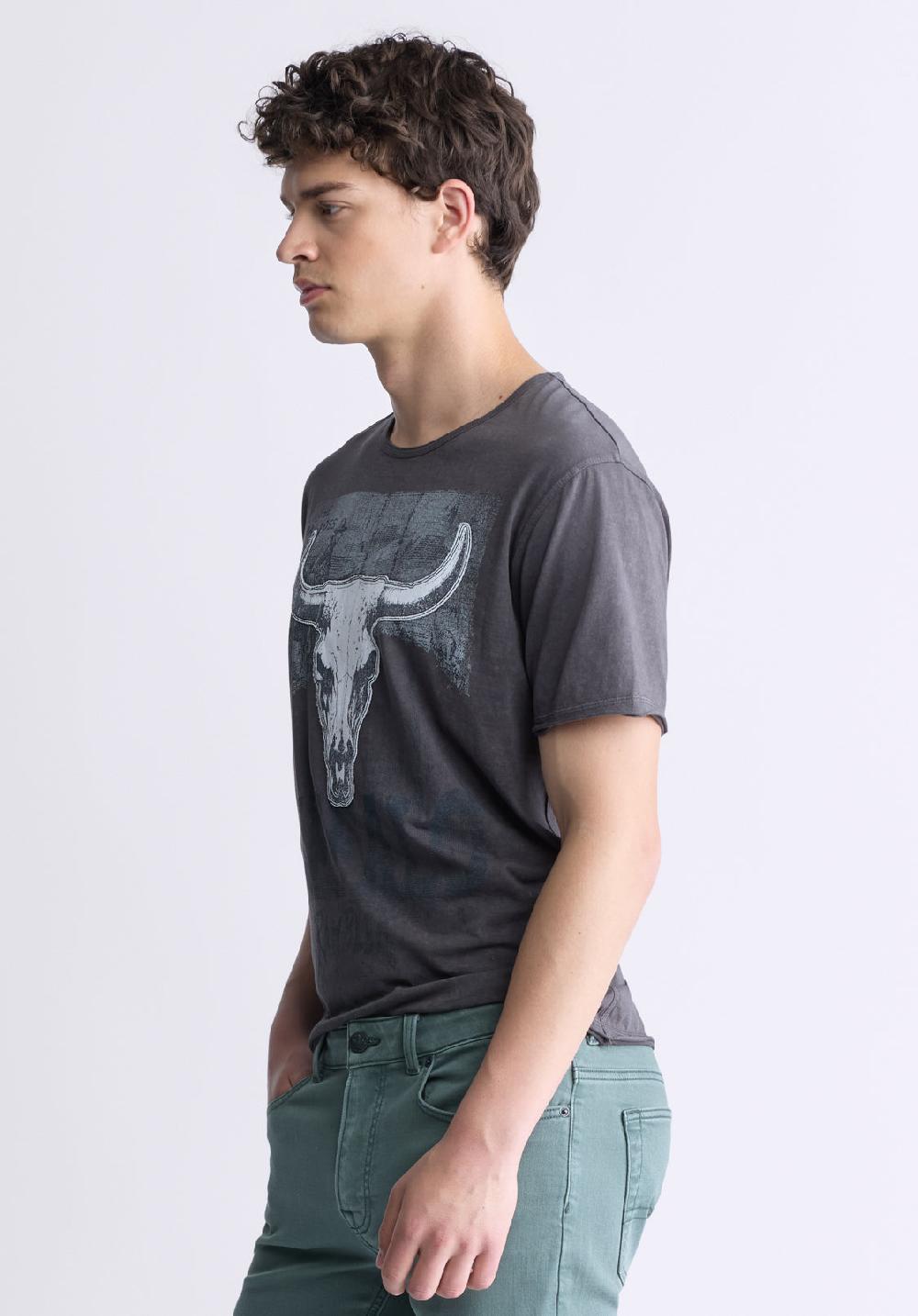 Buffalo David Bitton Tilton Men's Short-Sleeved Graphic T-Shirt Charcoal