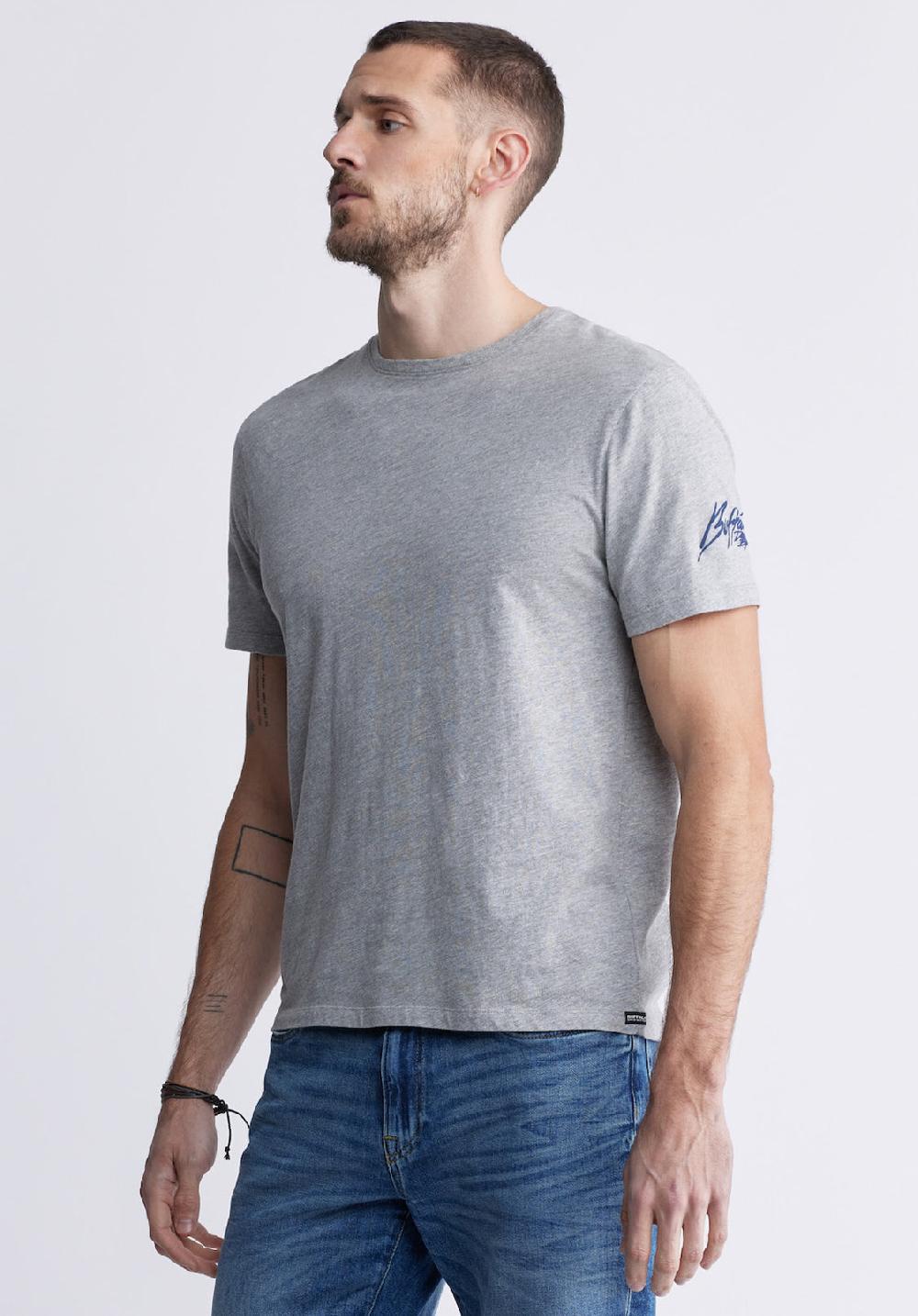 Buffalo David Bitton Timmy Men's Back Print T-shirt In Heather Grey