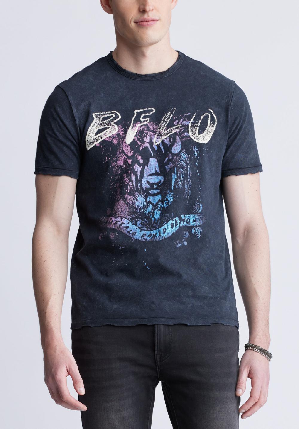 buffalo david bitton Tizoc Men's Short Sleeve Graphic T-shirt Black