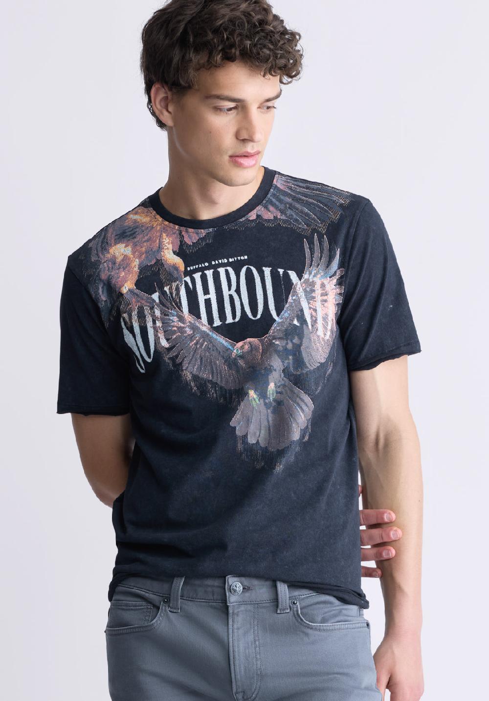 Buffalo David Bitton Tizro Men's Short-Sleeve Graphic T-Shirt Black