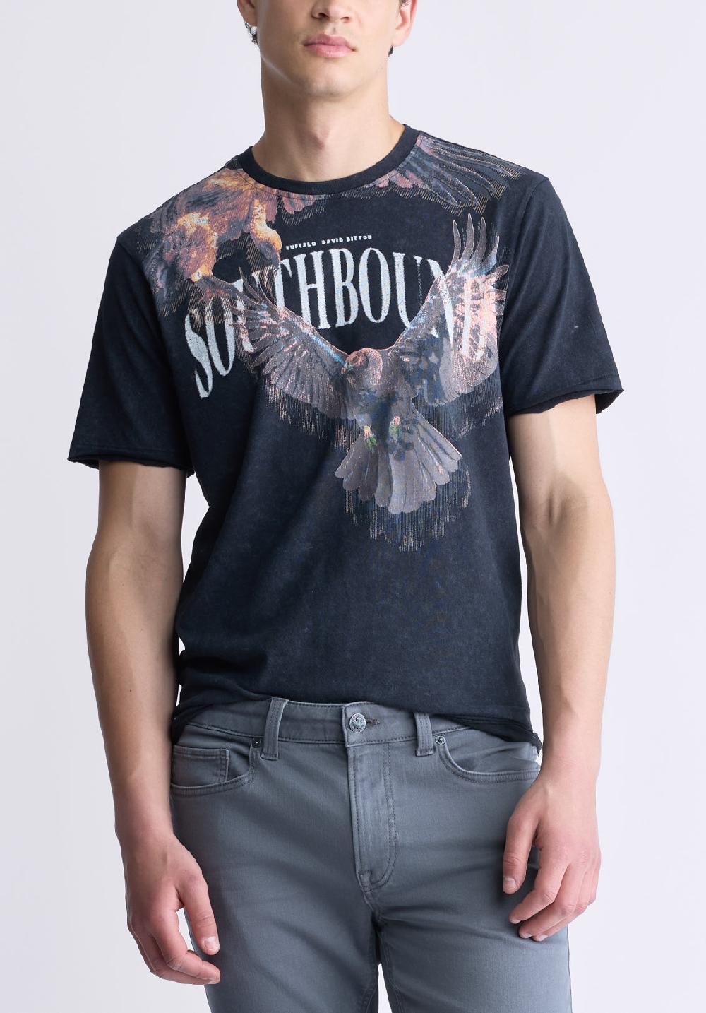 buffalo david bitton Tizro Men's Short-Sleeve Graphic T-Shirt Black
