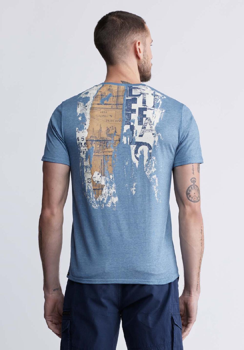 Buffalo David Bitton Tobras Men's Graphic T-shirt In Mirage Blue