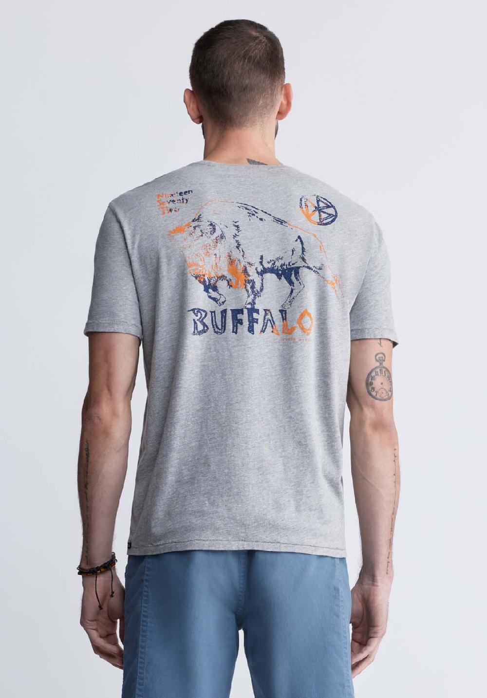 Buffalo David Bitton Tosim Men's Graphic T-shirt In Heather Grey
