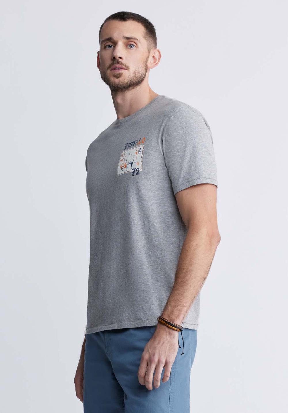 Buffalo David Bitton Tosim Men's Graphic T-shirt In Heather Grey