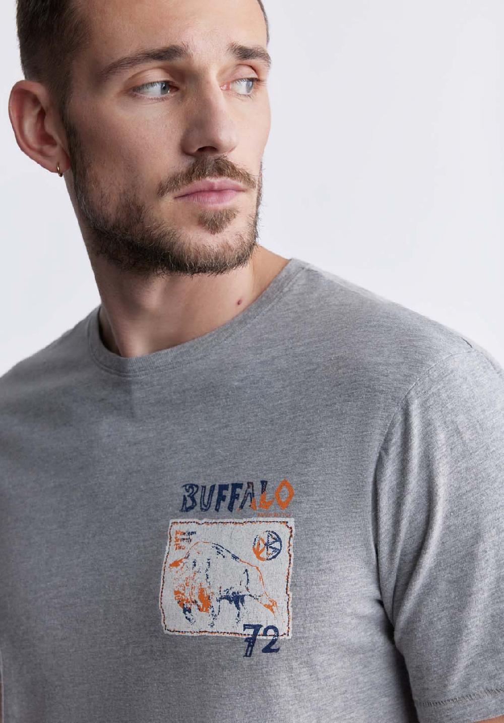 Buffalo David Bitton Tosim Men's Graphic T-shirt In Heather Grey