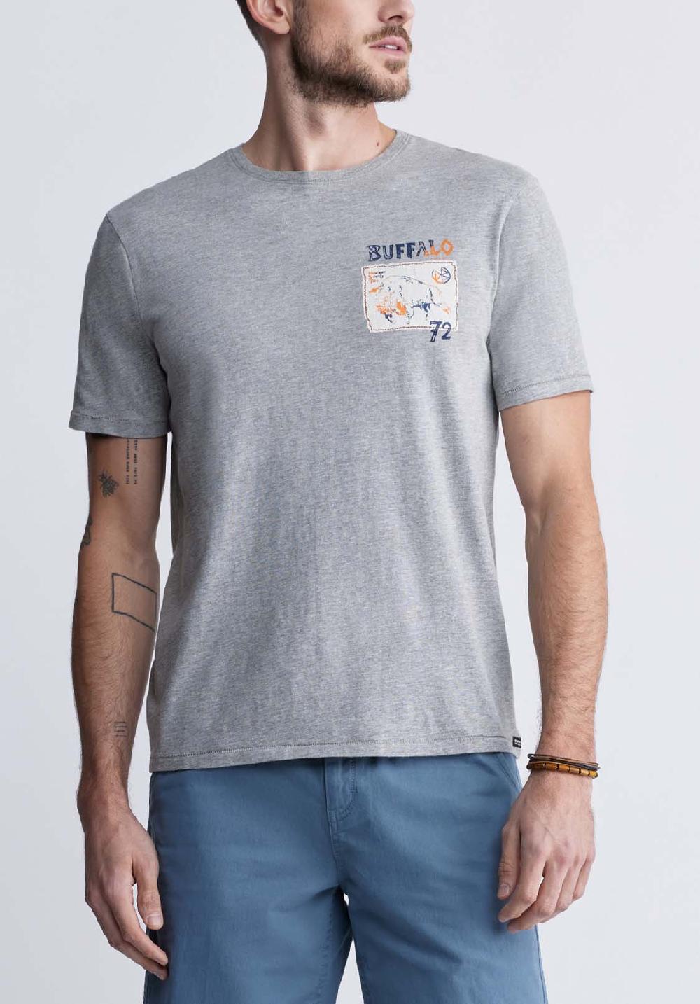 buffalo david bitton Tosim Men's Graphic T-shirt in Heather Grey