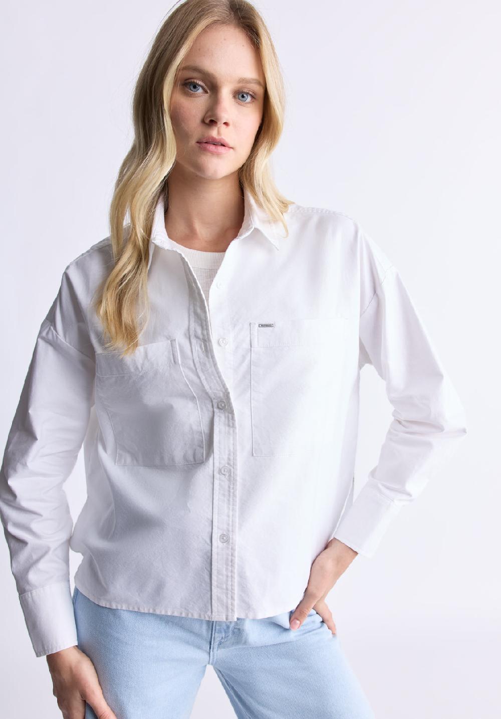 Buffalo David Bitton Twyla Women's Boxy Button-Up Shirt White
