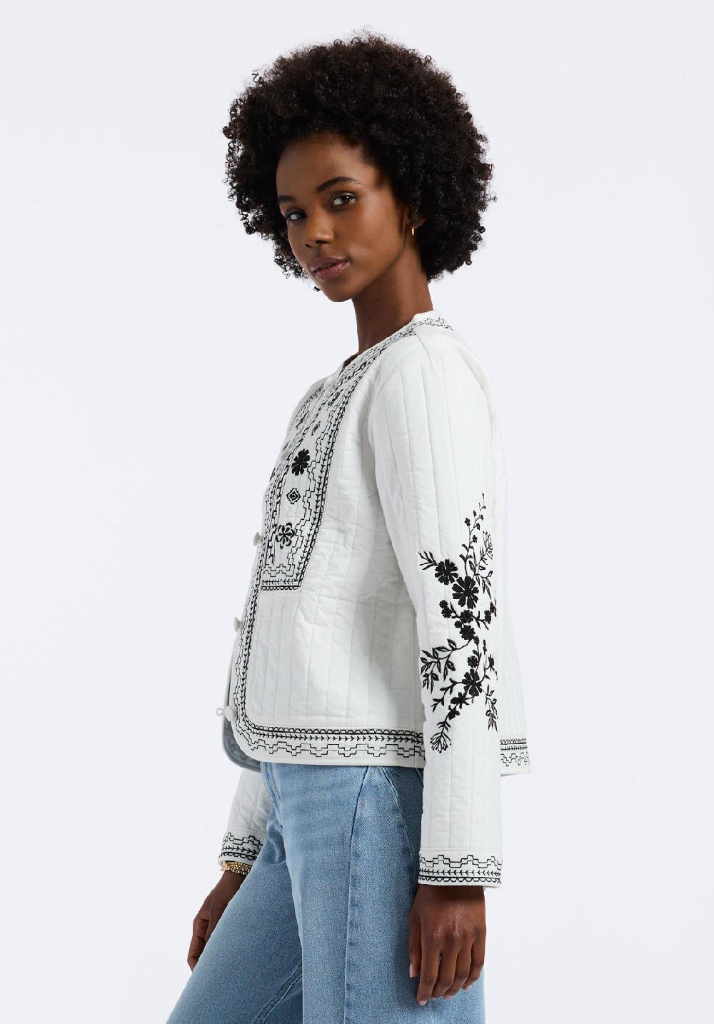 Buffalo David Bitton Veste Matelassée Brodée à Boutons Ashleigh Pour Femme Blanc