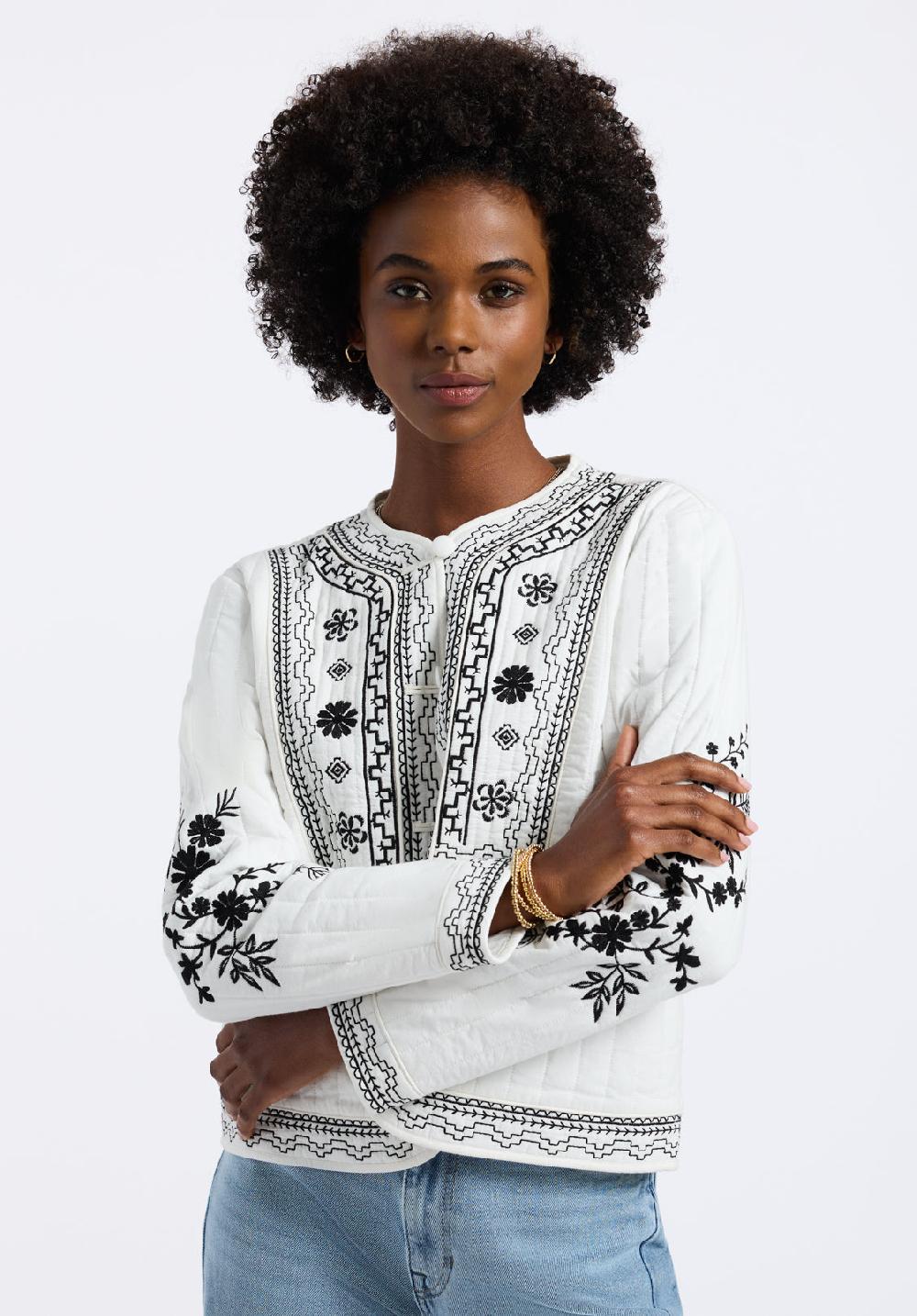 Buffalo David Bitton Veste Matelassée Brodée à Boutons Ashleigh Pour Femme Blanc